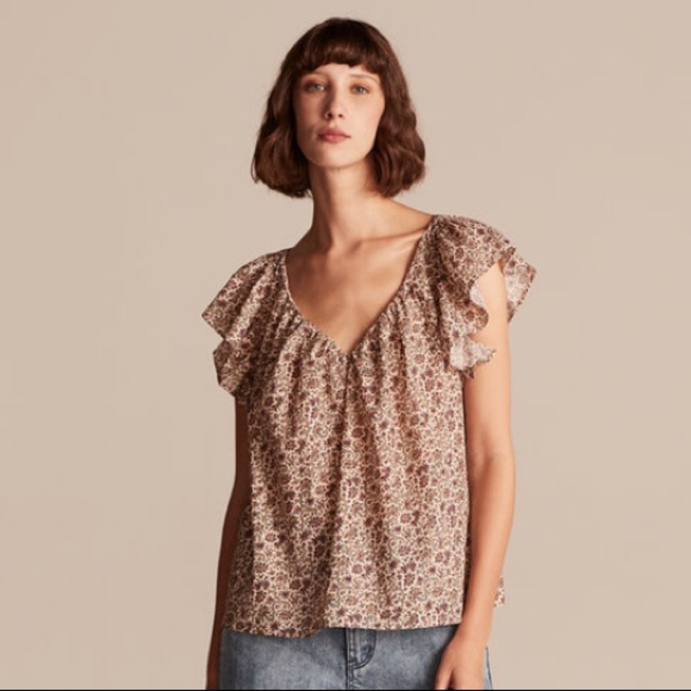 Rebecca Taylor Claudine ruffle sleeve top, Small